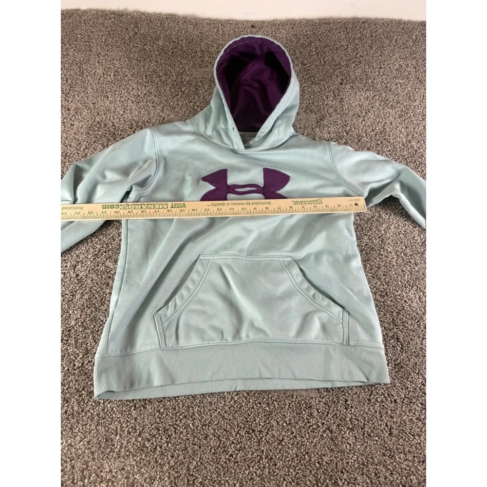 Under Armour Kids Mint Green Purple Big Logo Fleece Hoodie Sweatshirt Size‎ MD